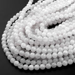Natural White Jade Smooth Round 4mm 6mm 8mm 10mm Beads 15.5" Strand
