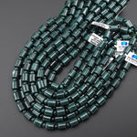 AAA Natural Guatemalan Dark Blue Green Jade Smooth Tube Cylinder Round Beads 15.5" Strand