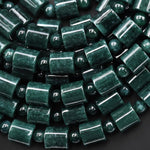 AAA Natural Guatemalan Dark Blue Green Jade Smooth Tube Cylinder Round Beads 15.5" Strand