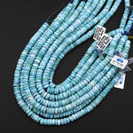 AAA Large Natural Blue Larimar Beads Smooth 9mm 10mm Heishi Rondelle Gemstone 15.5" Strand
