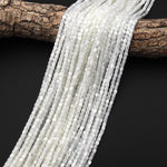 Natural White Mother of Pearl Shell Short Cylinder Rounded Tube Beads 3mm 15.5" Strand