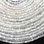 Natural White Mother of Pearl Shell Short Cylinder Rounded Tube Beads 3mm 15.5" Strand