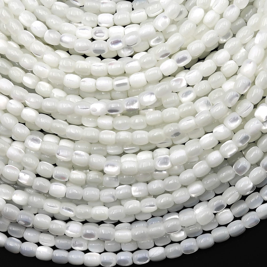 Natural White Mother of Pearl Shell Small Tube Spacer Beads 3mm 15.5" Strand