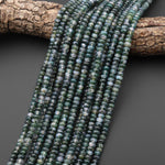 AAA Natural Green Moss Agate Smooth 6mm Rondelle Beads 15.5" Strand