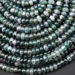 AAA Natural Green Moss Agate Smooth 6mm Rondelle Beads 15.5" Strand