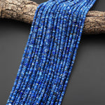 Faceted Natural Denim Blue Lapis Thin Rondelle Beads 4mm 15.5" Strand