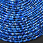 Faceted Natural Denim Blue Lapis Thin Rondelle Beads 4mm 15.5" Strand