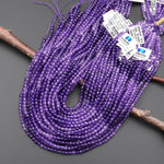 AAA Natural Purple Amethyst 4mm Faceted Round Beads Ombre Gemstone 15.5" Strand