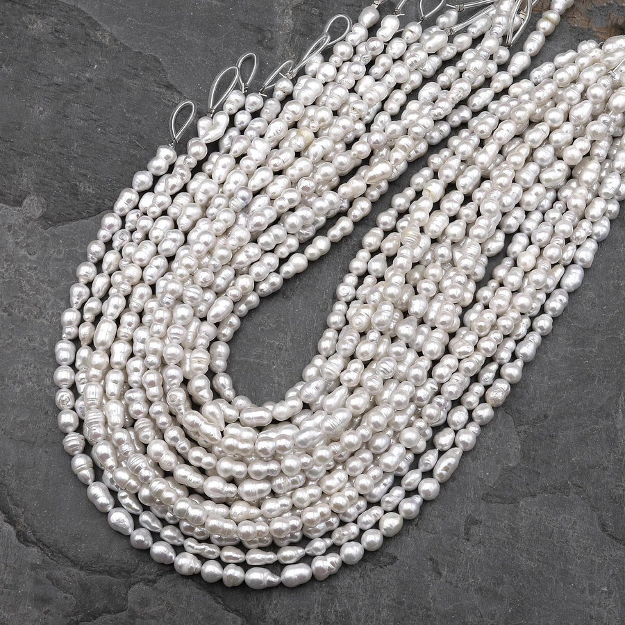 Genuine Natural White Freshwater Twin Nugget Pearl 14.5" Strand