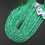 AAA Faceted Natural Green Emerald Gemstone 3mm 4mm Thin Rondelle Heishi Gemstone May Birthstone 15.5" Strand
