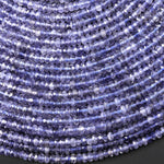 AAA Natural Light Blue Iolite Faceted 4mm Thin Rondelle Beads 15.5" Strand