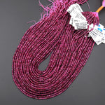 AAA Faceted Natural Red Pink Rubellite Tourmaline 3mm Rondelle Beads Gemstone 15.5" Strand