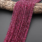AAA Faceted Natural Red Pink Rubellite Tourmaline 3mm Rondelle Beads Gemstone 15.5" Strand