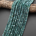 AAA Faceted Natural Guatemalan Blue Green Jade 8mm Rondelle Beads 15.5" Strand B4374