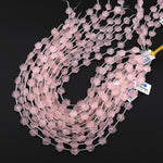 Natural Pink Rose Quartz Crystal Hand Carved Cherry Blossom Flower Gemstone 3D 10mm Beads Strand