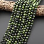 Natural Green Chrome Diopside 6mm 8mm 10mm Smooth Round Beads Gemstone 15.5" Strand b4351