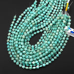 Sparkling Faceted Natural Peruvian Amazonite Beads 8mm Carved Star Gemstone 15.5" Strand