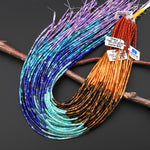 AAA Natural Chakra Beads 4x2mm Tube Gemstone Amethyst Apatite Lapis Amazonite Tiger's Eye Orange Aventurine Red Jasper 15.5" Strand