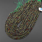 Faceted Natural Dragon Blood Jasper 4mm Round Beads Earthy Red Green Stone 15.5" Strand