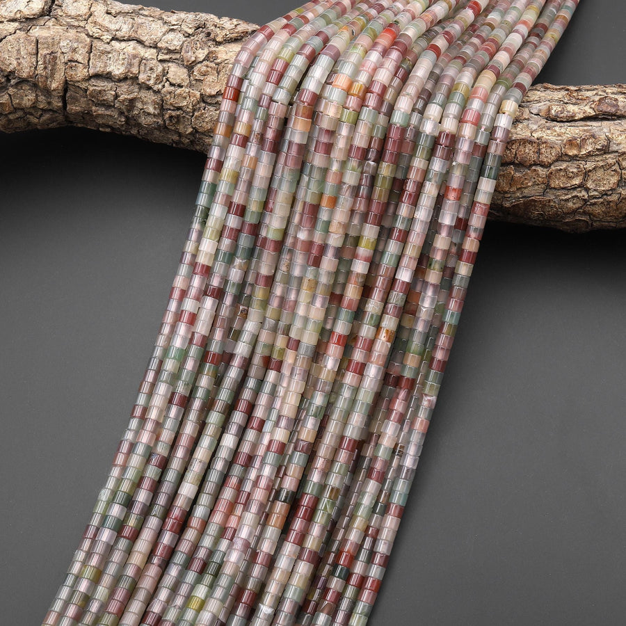 AAA Translucent Natural Rainbow Agate 4mm Smooth Heishi Beads Pastel Mauve Pink Mint Green Gemstone 15.5" Strand