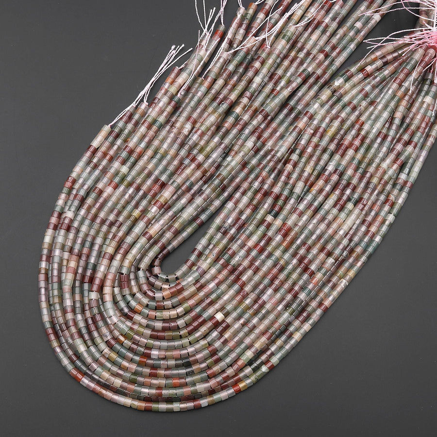 AAA Translucent Natural Rainbow Agate 4mm Smooth Heishi Beads Pastel Mauve Pink Mint Green Gemstone 15.5" Strand