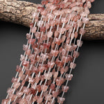 Faceted Natural Strawberry Quartz Butterfly Beads 10mm Carved Gemstone 15.5" Strand