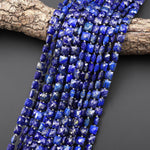 AAA Faceted Natural Blue Lapis Square Cushion 8mm Beads 15.5" Strand