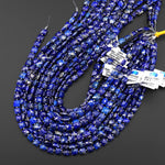 AAA Faceted Natural Blue Lapis Square Cushion 8mm Beads 15.5" Strand
