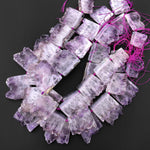 Natural Purple Amethyst Stalactite Slice Pendant Beads Side Drilled Rectangle Gemstone 15.5" Strand B1588