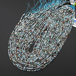 Faceted Natural Blue Larimar W/ Red Iron Matrix 3mm Beads Rondelle Gemstone 15.5" Strand