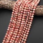 AAA Natural Pink Rhodochrosite Smooth 4mm 5mm 6mm 7mm 8mm 9mm 10mm Round Beads 15.5" Strand
