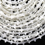 AAA Iridescent Carved Natural White Mother of Pearl Shell Cross Beads Vertically Drilled 15.5" Strand