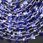 Faceted Natural Blue Sodalite Butterfly Beads 10mm Carved Gemstone 15.5" Strand
