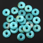 AAA Natural Brazilian Blue Amazonite Donut Pendant 30mm