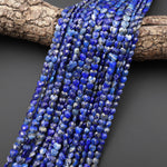 Natural Lapis Faceted Heart Beads 6mm Center Drilled Gemstone 15.5" Strand
