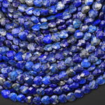 Natural Lapis Faceted Heart Beads 6mm Center Drilled Gemstone 15.5" Strand