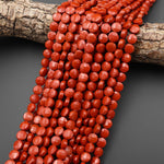 AAA Faceted Natural Red Jasper 6mm 8mm Coin Gemstone Beads 15.5" Strand