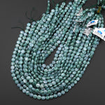 Faceted AAA Natural Guatemalan Light Blue Green Jade 6mm 8mm Coin Beads 15.5" Strand