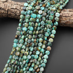 AAA Faceted Natural African Turquoise 6mm 8mm Coin Beads Gemstone 15.5" Strand