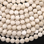 AAA Faceted Natural Fossil Jasper Aka River Stone 6mm 8mm Coin Beads Natural Creamy Beige White Stone 15.5" Strand