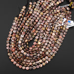 AAA Faceted Natural Leopard Skin Jasper 6mm 8mm Coin Beads Gemstone 15.5" Strand