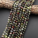 AAA Faceted Natural Dragon Blood Jasper 6mm 8mm Coin Beads Gemstone 15.5" Strand