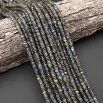 AAA Faceted Natural Labradorite 6mm Thin Heishi Rondelle Beads 15.5" Strand