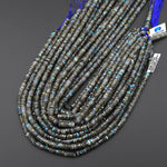 AAA Faceted Natural Labradorite 6mm Thin Heishi Rondelle Beads 15.5" Strand