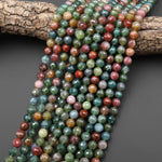 AAA Colorful Translucent Natural Indian Agate 6mm 8mm Faceted Round Gemstone Beads 15.5" Strand