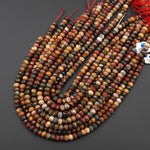 Faceted Natural Red Creek Jasper Bead 8mm Rondelle Earthy Red Green Yellow Brown Multi-color Picasso Jasper 15.5" Strand