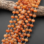 AAA Hand Carved Natural Orange Aventurine 12mm Pumpkin Melon Rondelle Beads 15.5" Strand