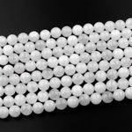Natural White Jade Smooth Round 4mm 6mm 8mm 10mm Beads 15.5" Strand