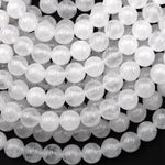 Icy Translucent Natural White Jade Smooth Round 4mm 6mm 8mm Beads 15.5" Strand