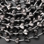 AAA Natural Silver Obsidian Heart 12mm Beads Gemstone Puffy Heart Vertically Drilled 15.5" Strand